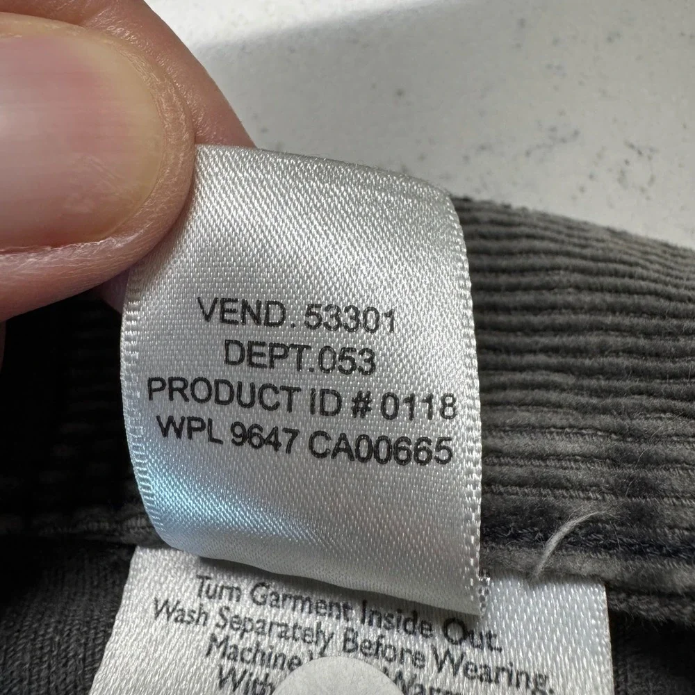 Eddie Bauer Corduroy Pants Mens 36x34 Gray Straight Leg Cotton 5-Pocket 0118